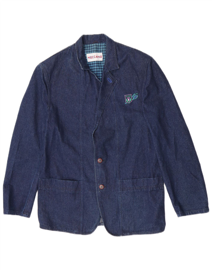 Sacou Meccano pentru bărbați din denim, cu 2 nasturi, UK 38, bumbac mediu albastru bleumarin