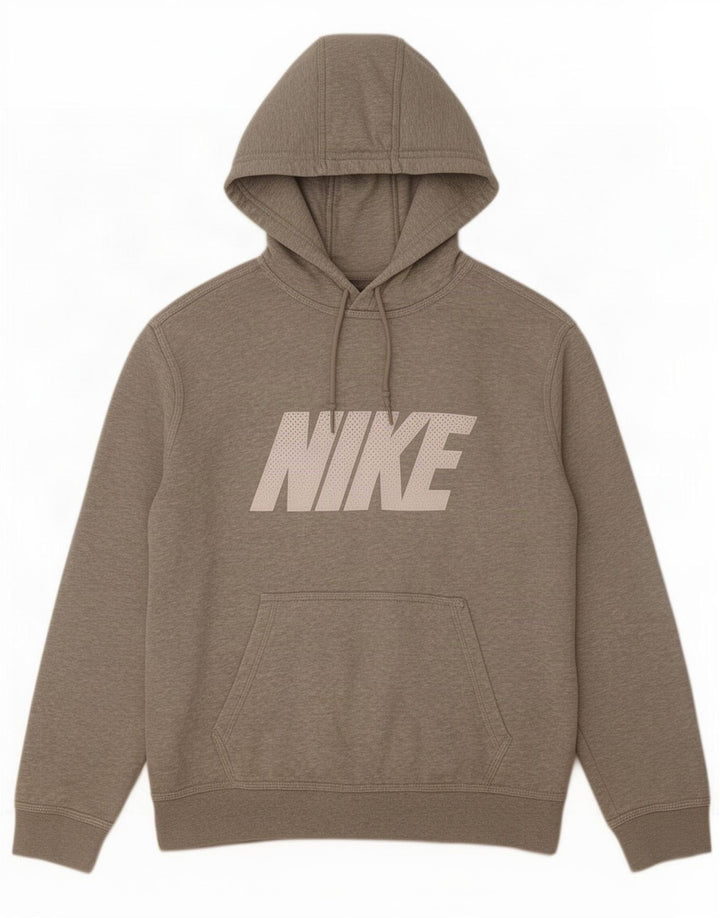 Pulover Nike pentru bărbați cu capota cu grafică, din bumbac cu pete, gri mediu
