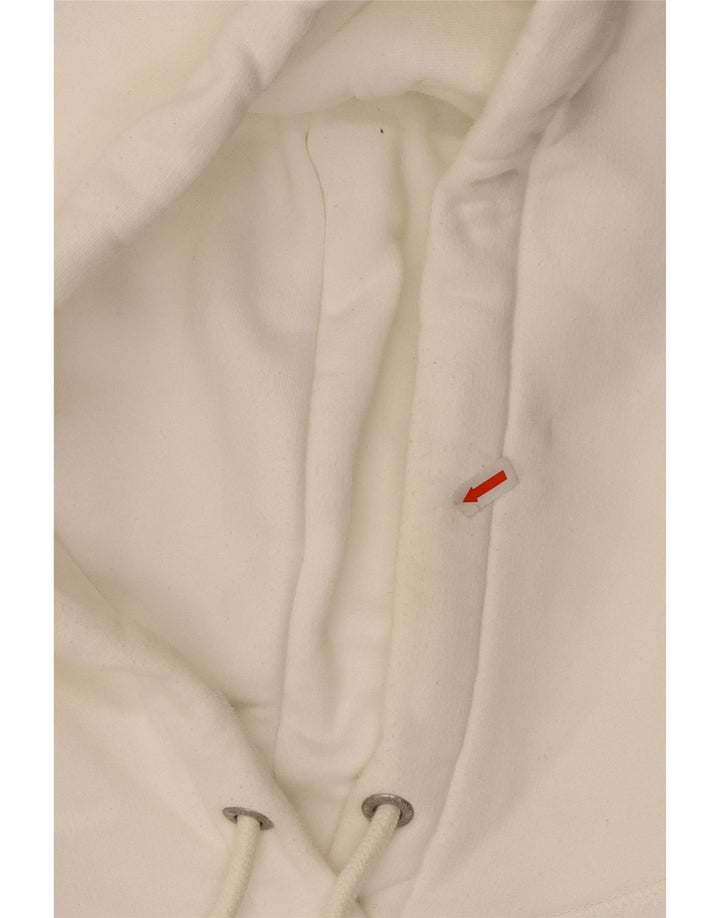 JACK WILLS Pulover supradimensionat cu glugă cu grafic pentru femei UK 16, mare, alb, bumbac