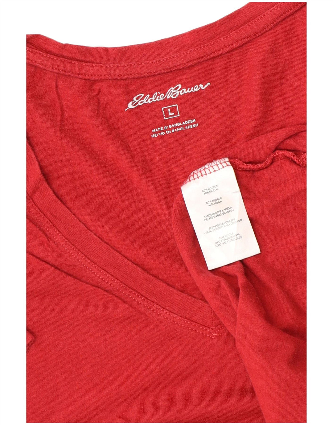 EDDIE BAUER Tricou pentru femei Top UK 16 Large Red Bumbac