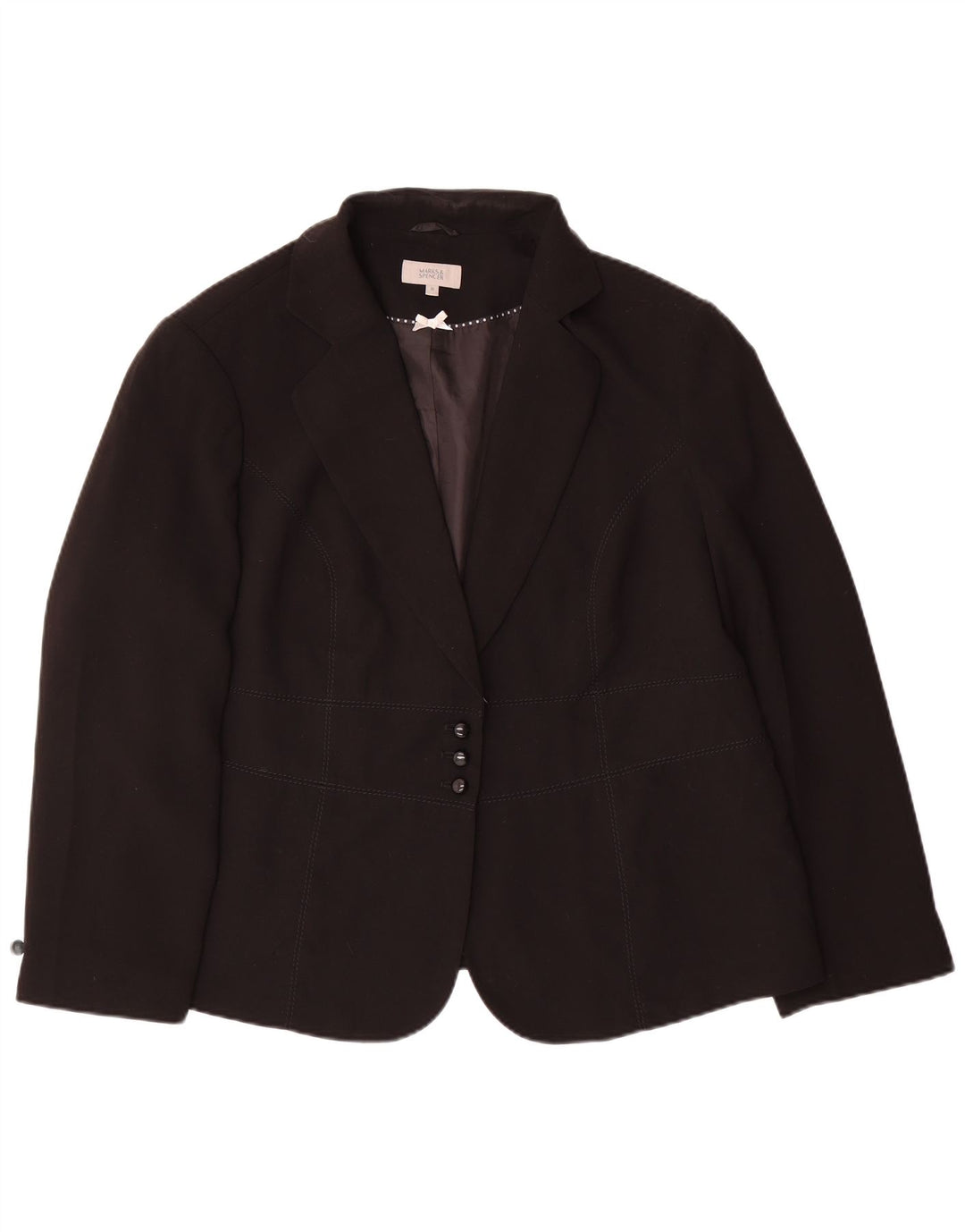 Jachetă pentru femei Marks & Spencer cu 3 nasturi, UK 20 2XL, poliester negru