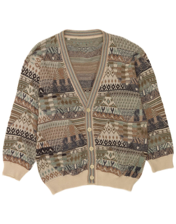 Pulover Vintage pentru bărbați cardigan IT 52 mare, multicolor, geometric, bumbac