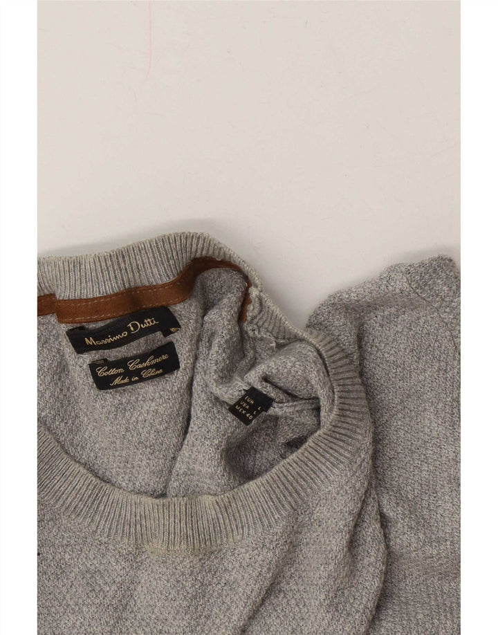 Pulover Massimo Dutti pentru bărbați cu gât roșu, bumbac mare, gri