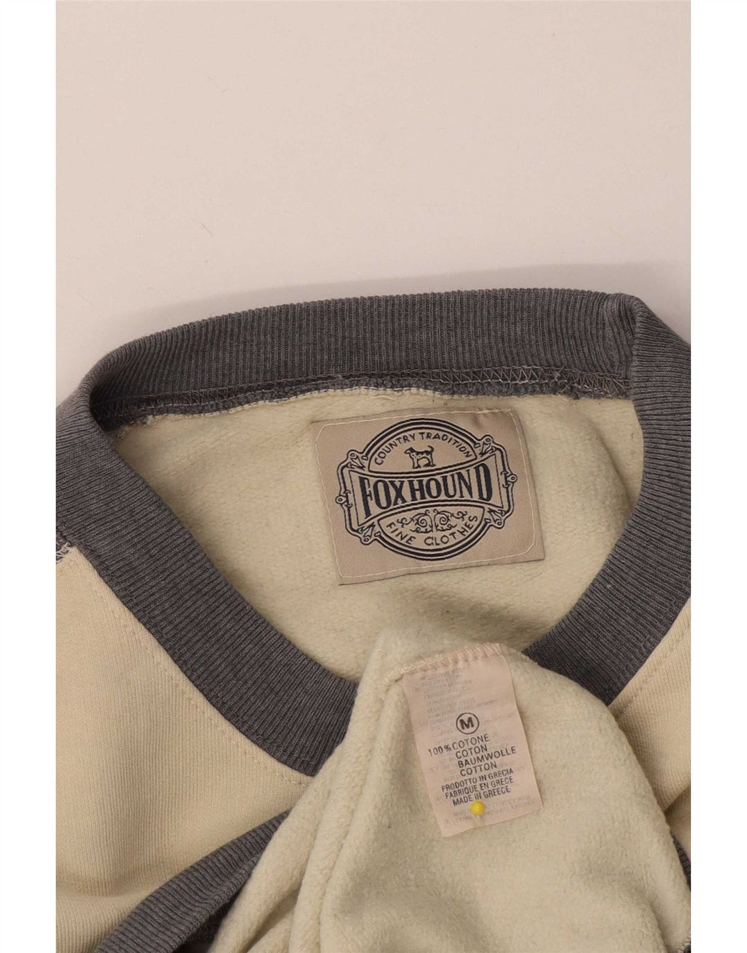 Hanorac grafic pentru bărbați Foxhound Pulover mediu din bumbac color bloc alb