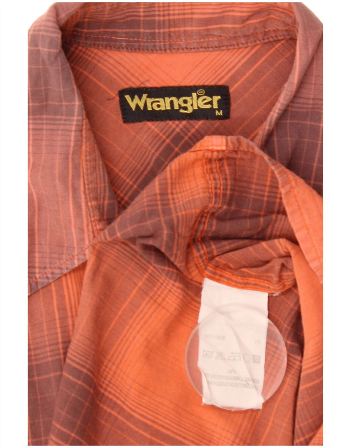 Cămașă cu mânecă scurtă pentru bărbați Wrangler, bumbac carouri portocaliu mediu