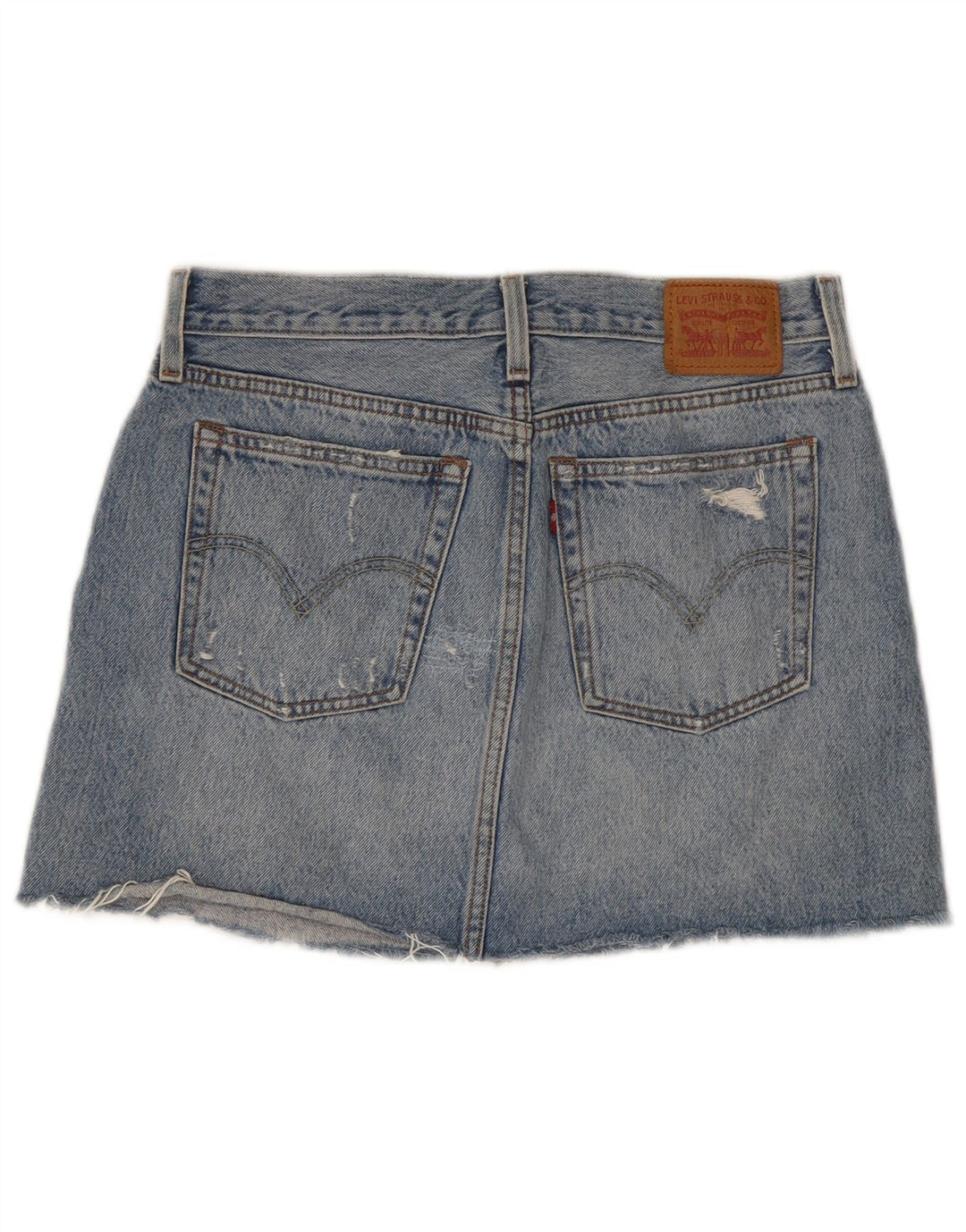 Fusta mini denim distressed pentru femei Levi's W28 bumbac albastru mediu