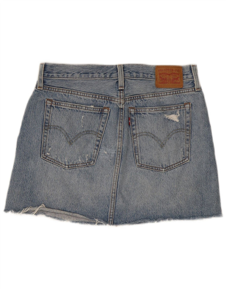 Fusta mini denim distressed pentru femei Levi's W28 bumbac albastru mediu