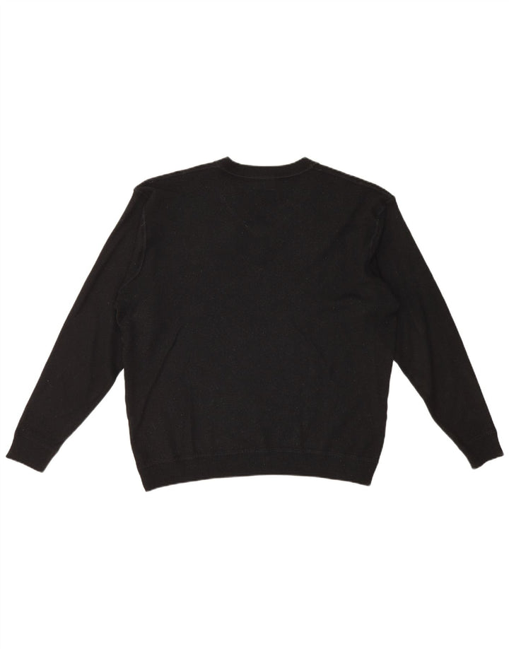 Pulover pentru bărbați Lacoste cu decolteu în V Mărimea 8 3XL Lână neagră