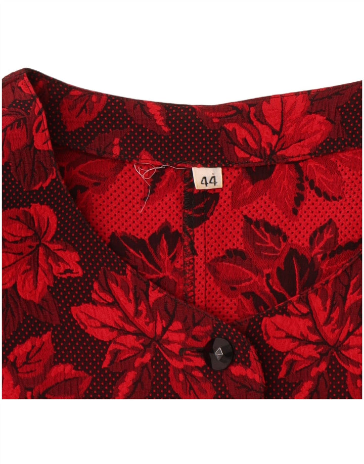 Cardigan Vintage pentru femei Top IT 44 Medium Red Floral Viscose
