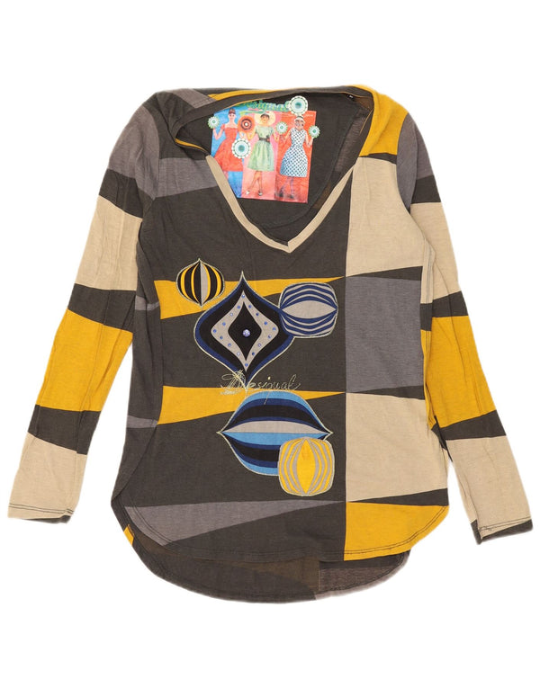 Top grafic pentru femei Desigual cu mânecă lungă UK 14 Medium Multicolor