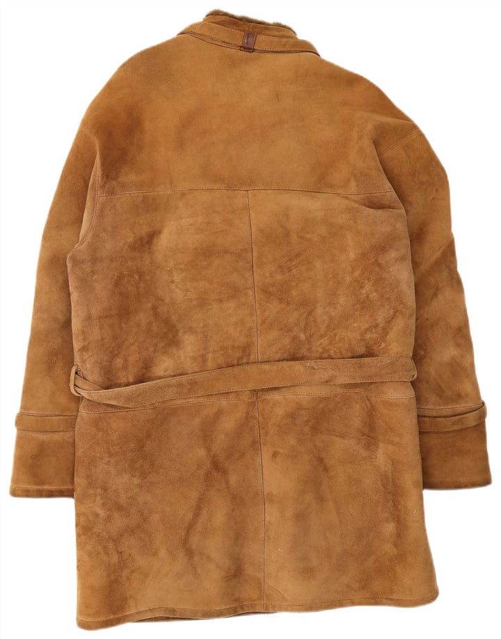 Pardesiu din shearling vintage pentru bărbați UK 36 mic maro