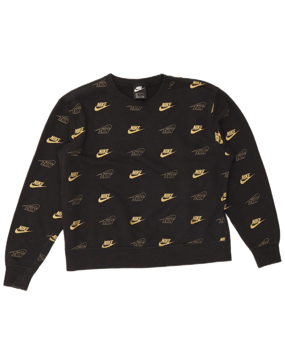 Pulover NIKE pentru femei, cu grafică, UK 14, bumbac mediu negru