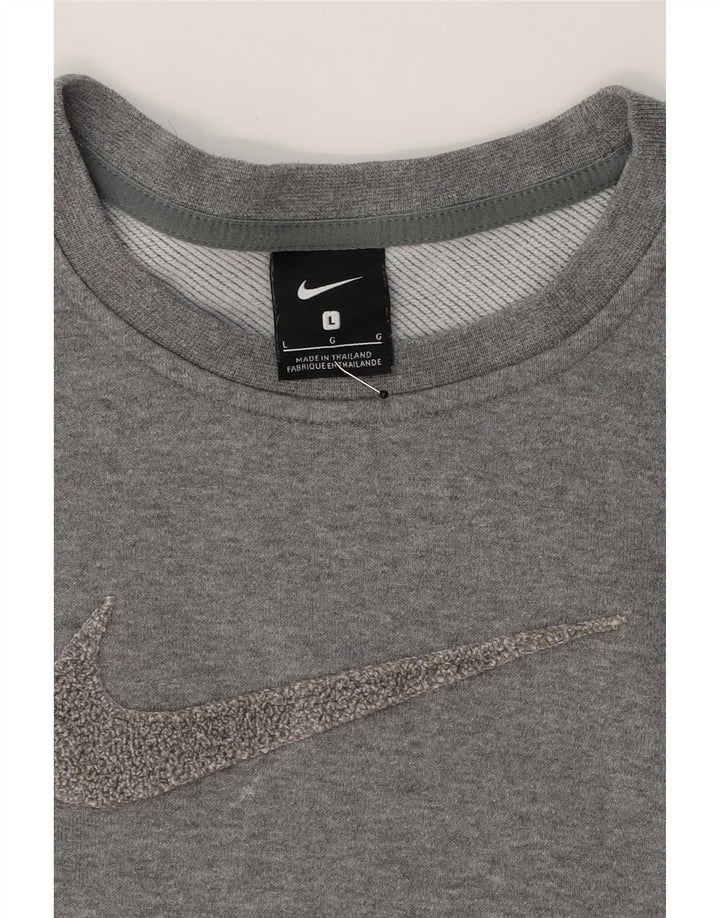 NIKE Womens Oversized Graphic Sweatshirt Jumper UK 16 Large Grey Cotton Vintage Nike and Second-Hand Nike from Messina Hembry 
