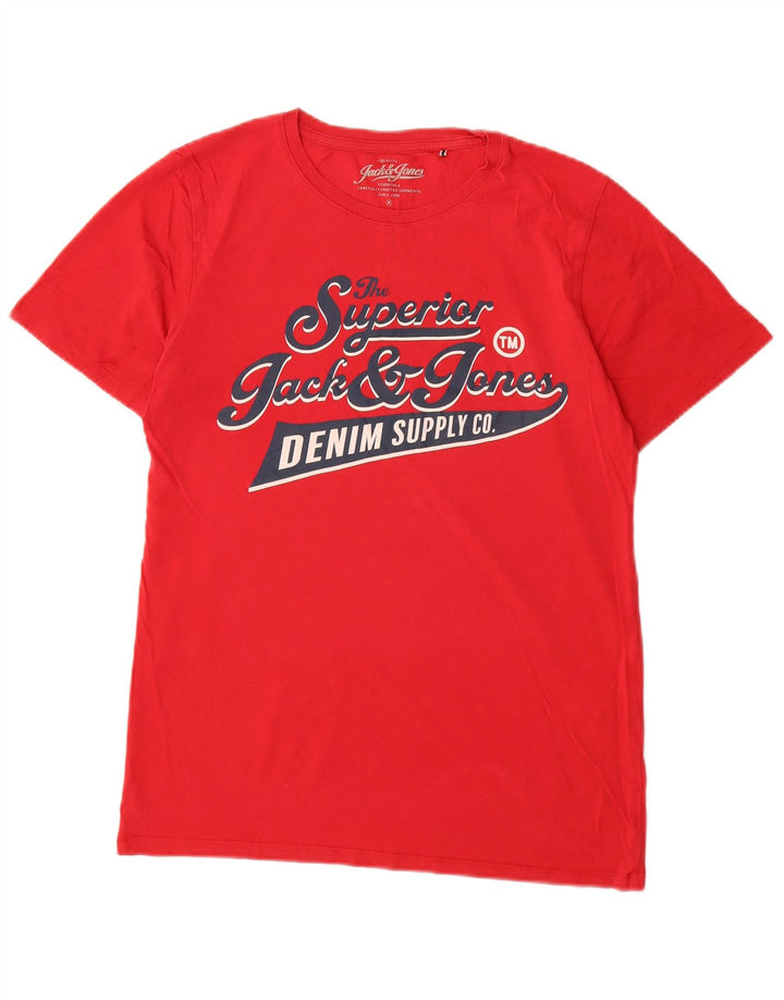 Jack & Jones Tricou grafic Denizen pentru bărbați Top din bumbac roșu mediu
