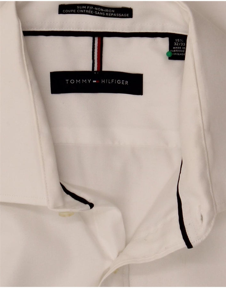Cămașă pentru bărbați Tommy Hilfiger Slim Fit Mărimea 15 1/2 Bumbac alb mediu