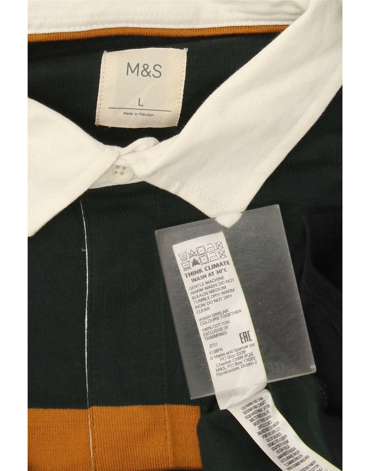 Tricou polo de rugby pentru bărbați Marks & Spencer, cu dungi mari, multicolore