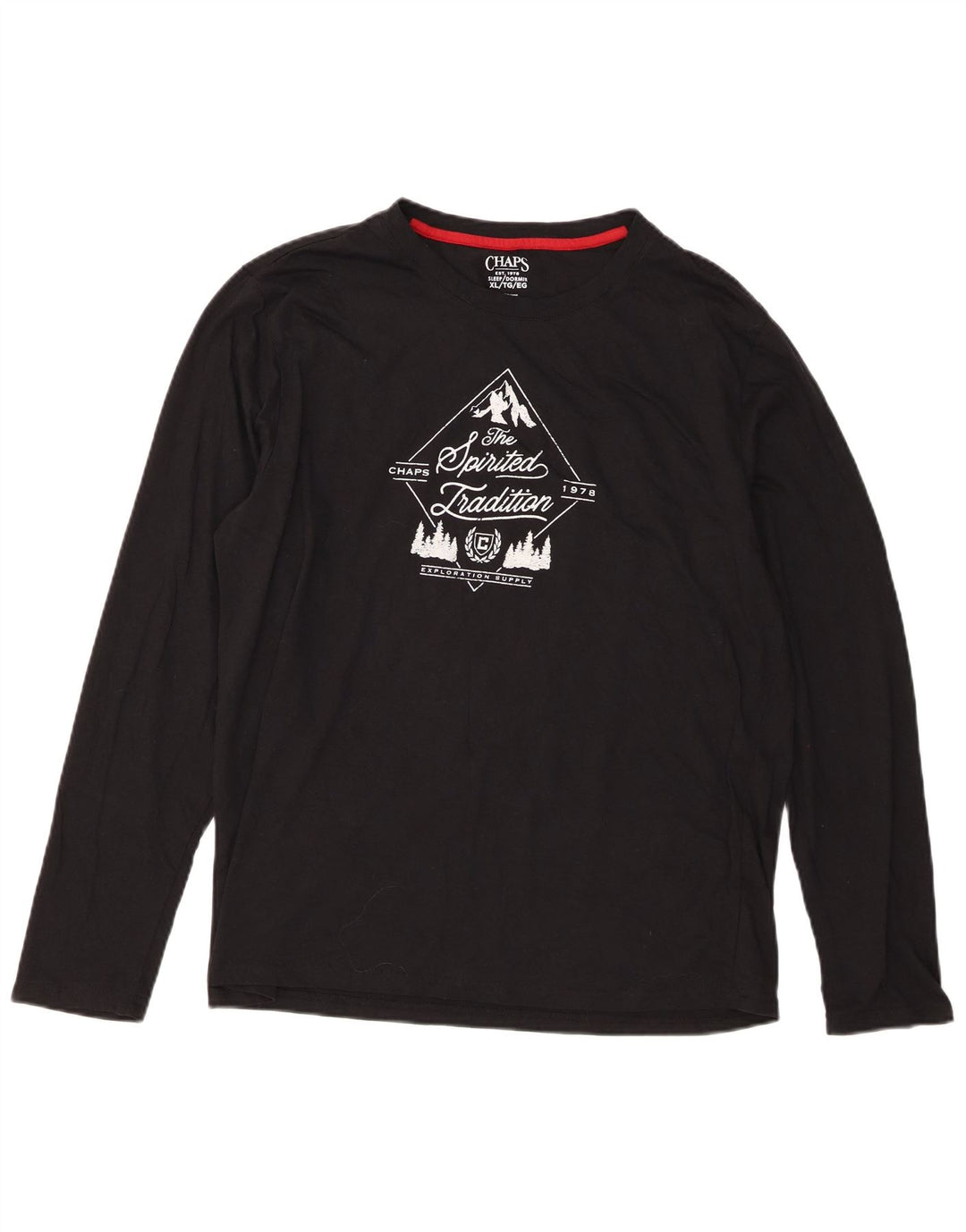 Top grafic pentru bărbați Chaps cu mânecă lungă XL, bumbac negru