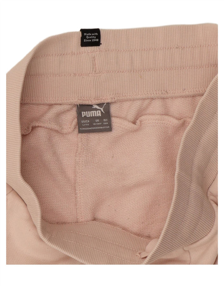 Pantaloni scurți sport grafic PUMA pentru fete 13-14 ani, bumbac roz