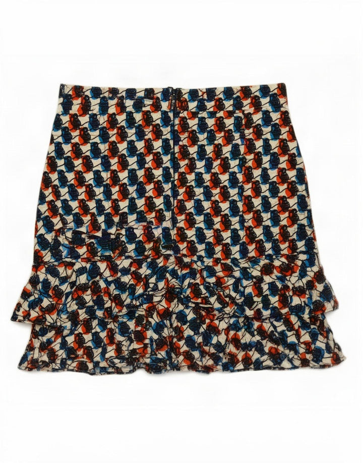 Fusta Vintage pentru femei cu model abstract cu volane XL W32 multicolor