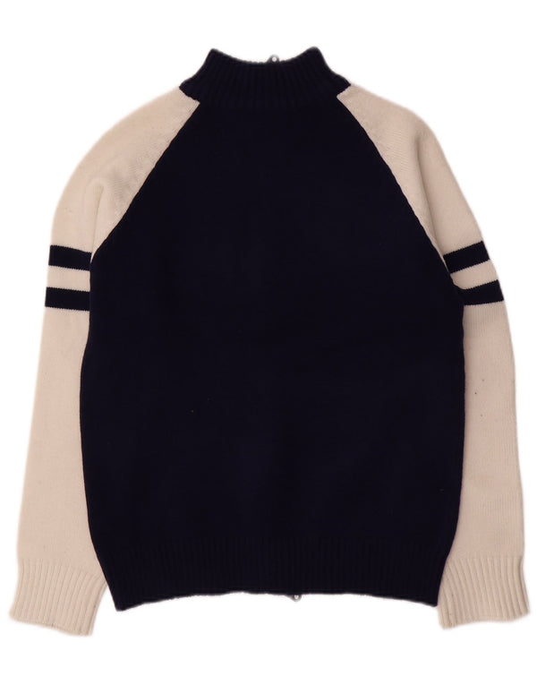 VINTAGE Pulover cardigan grafic pentru femei UK 14 Medium Bleumarin Colorblock