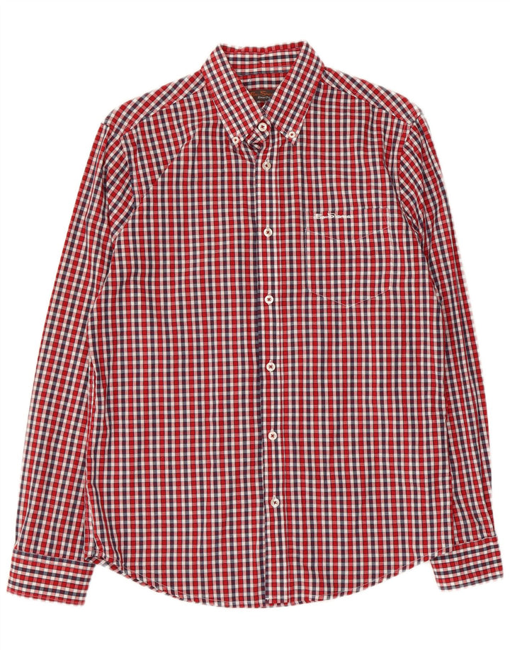 Cămașă pentru bărbați Ben Sherman, bumbac cu carouri mici, roșii
