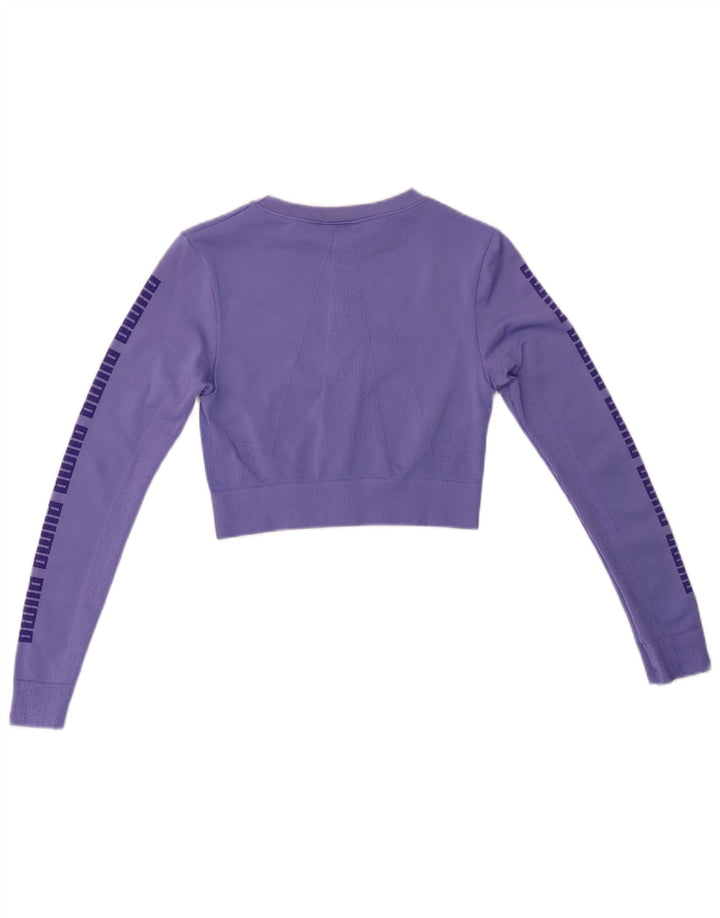 PUMA Crop Graphic Top pentru femei cu mânecă lungă UK 8 Small Purple