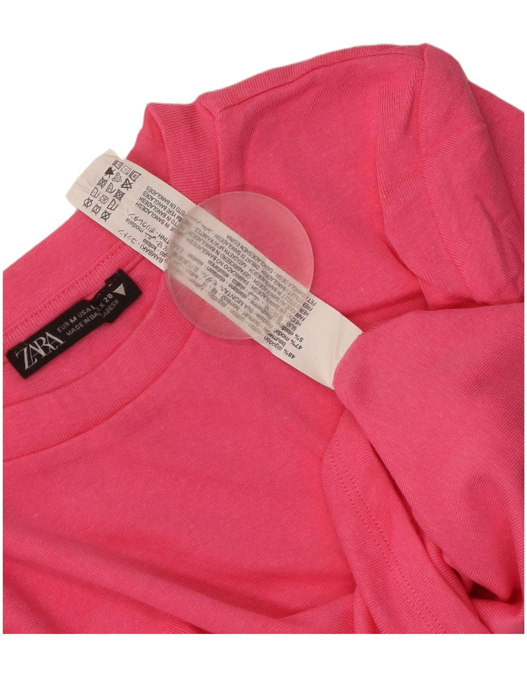 Crop Top pentru femei Zara cu mânecă lungă UK 12, bumbac roz mediu