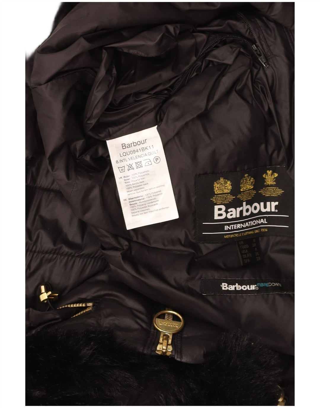 Jachetă căptușită cu glugă pentru femei BARBOUR UK 8 Poliamidă neagră mică