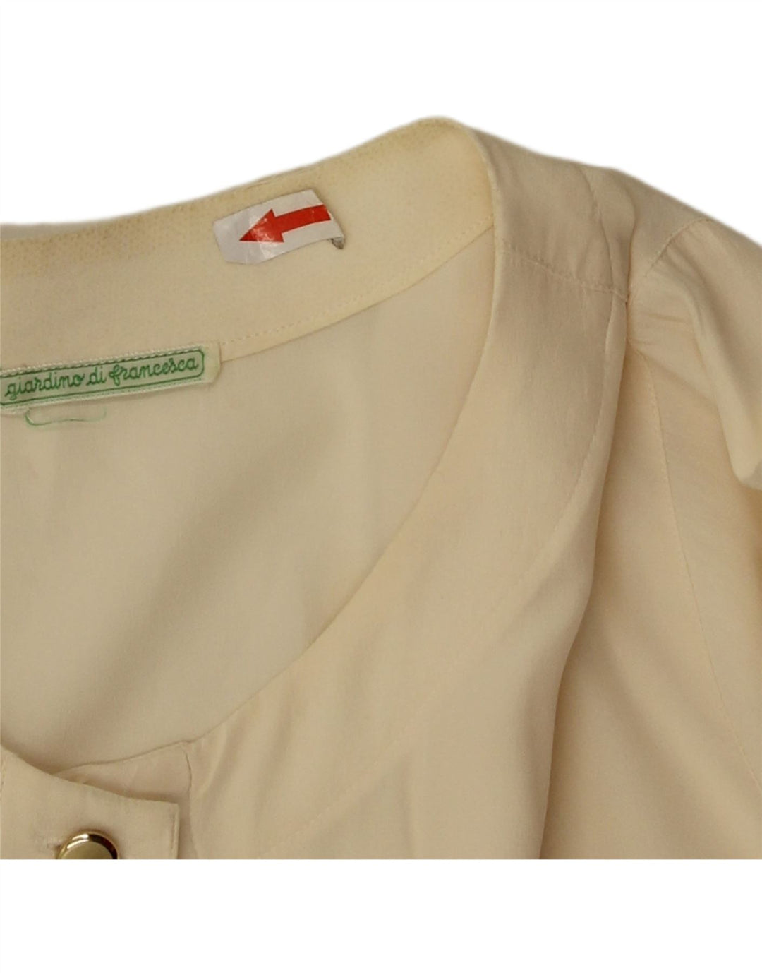 Bluză de cămașă vintage pentru femei UK 14 Medium din mătase alb