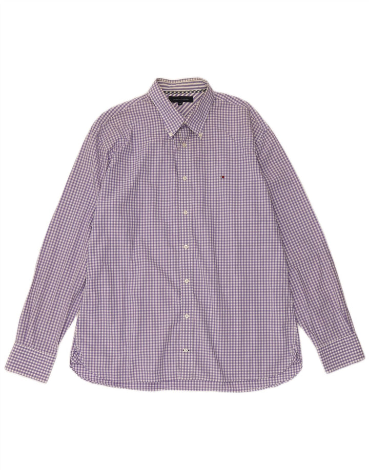 TOMMY HILFIGER Mens Shirt XL Purple Check Cotton