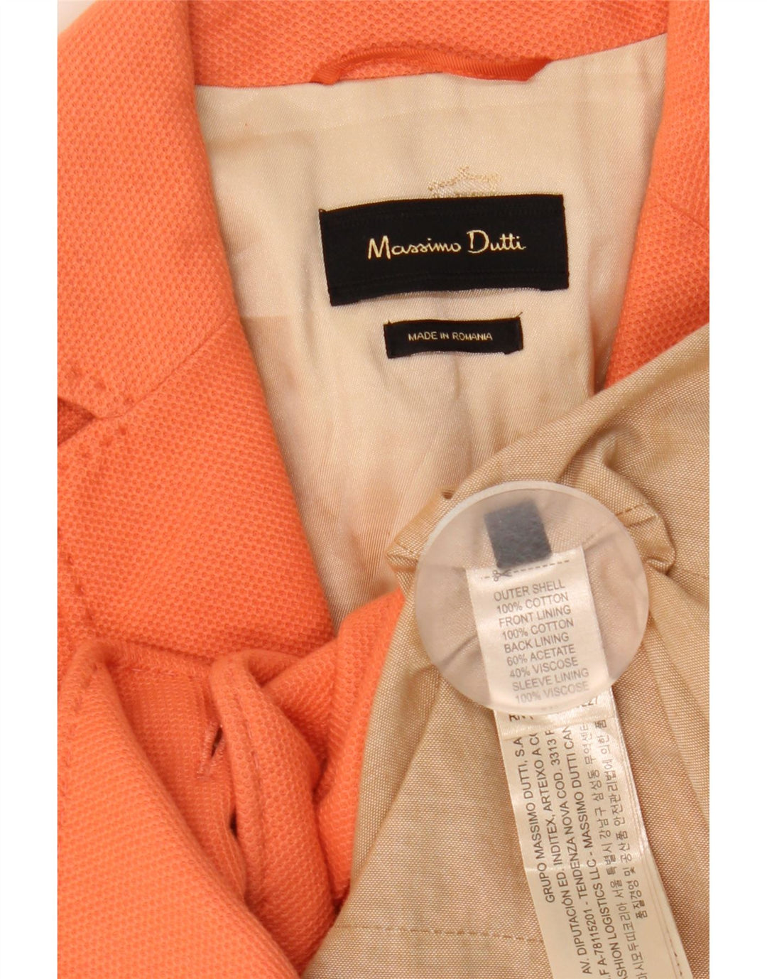 MASSIMO DUTTI Jachetă Blazer Femei 1 Buton EU 38 Bumbac portocaliu mic