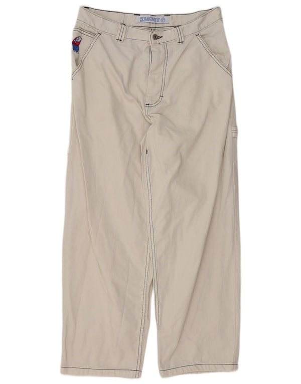 Pantaloni Cargo Drepți Vintage Bărbați Mici L29 L28 Bumbac Alb