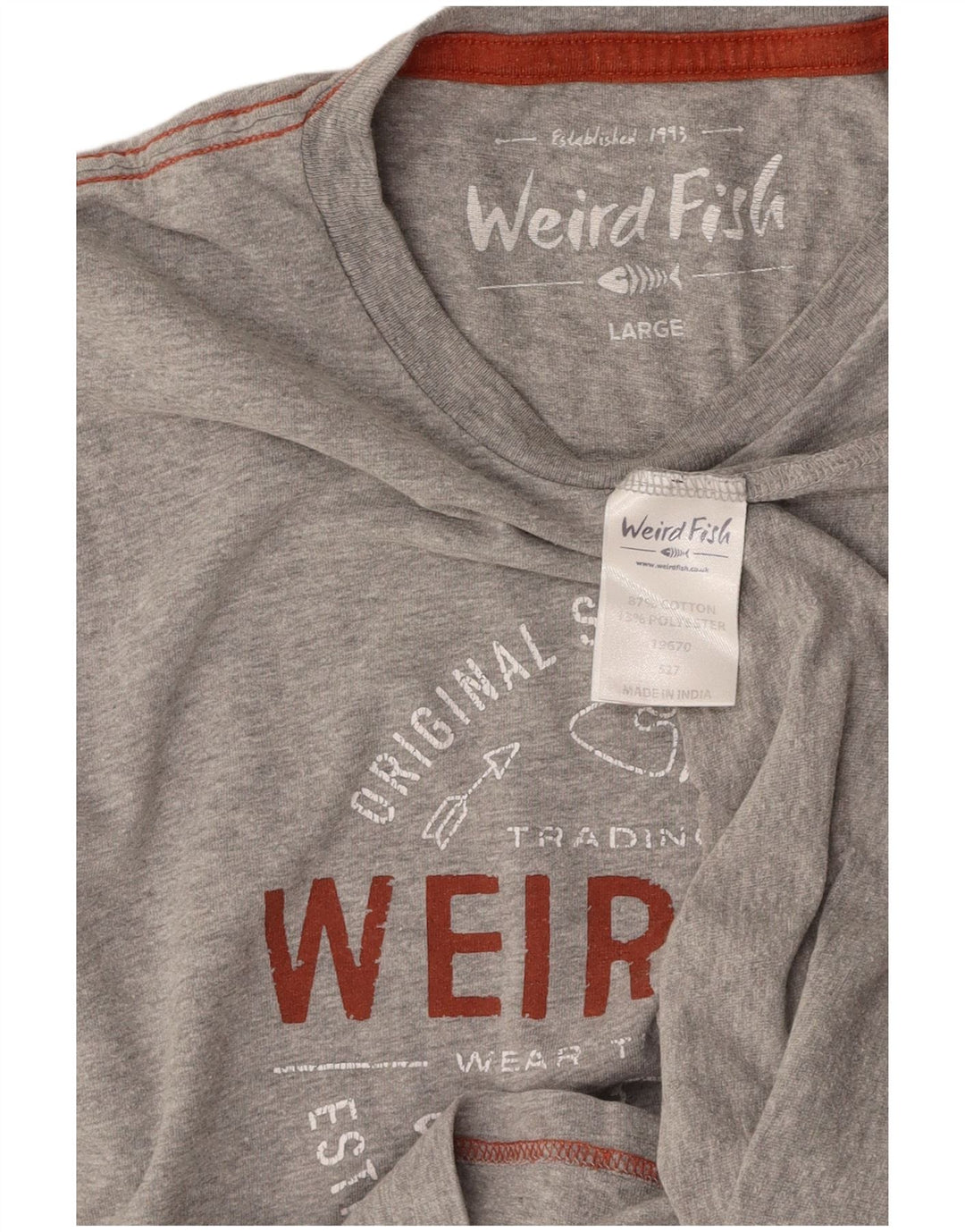 WEIRD FISH Tricou grafic pentru bărbați Top mare bumbac gri