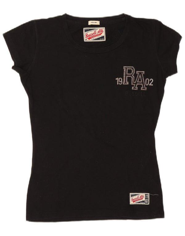 Tricou grafic Russell Athletic pentru femei Top UK 14 Medium Black