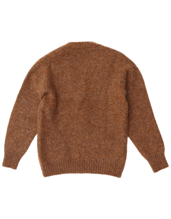 Pulover Cardigan Vintage pentru Damă UK 12 Lână Maro Mediu Pete