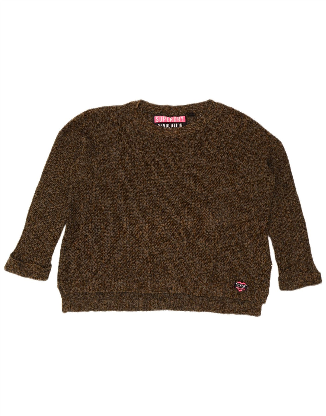 Pulover supradimensionat cu gât de barcă Superdry pentru femei UK 14 Medium Khaki