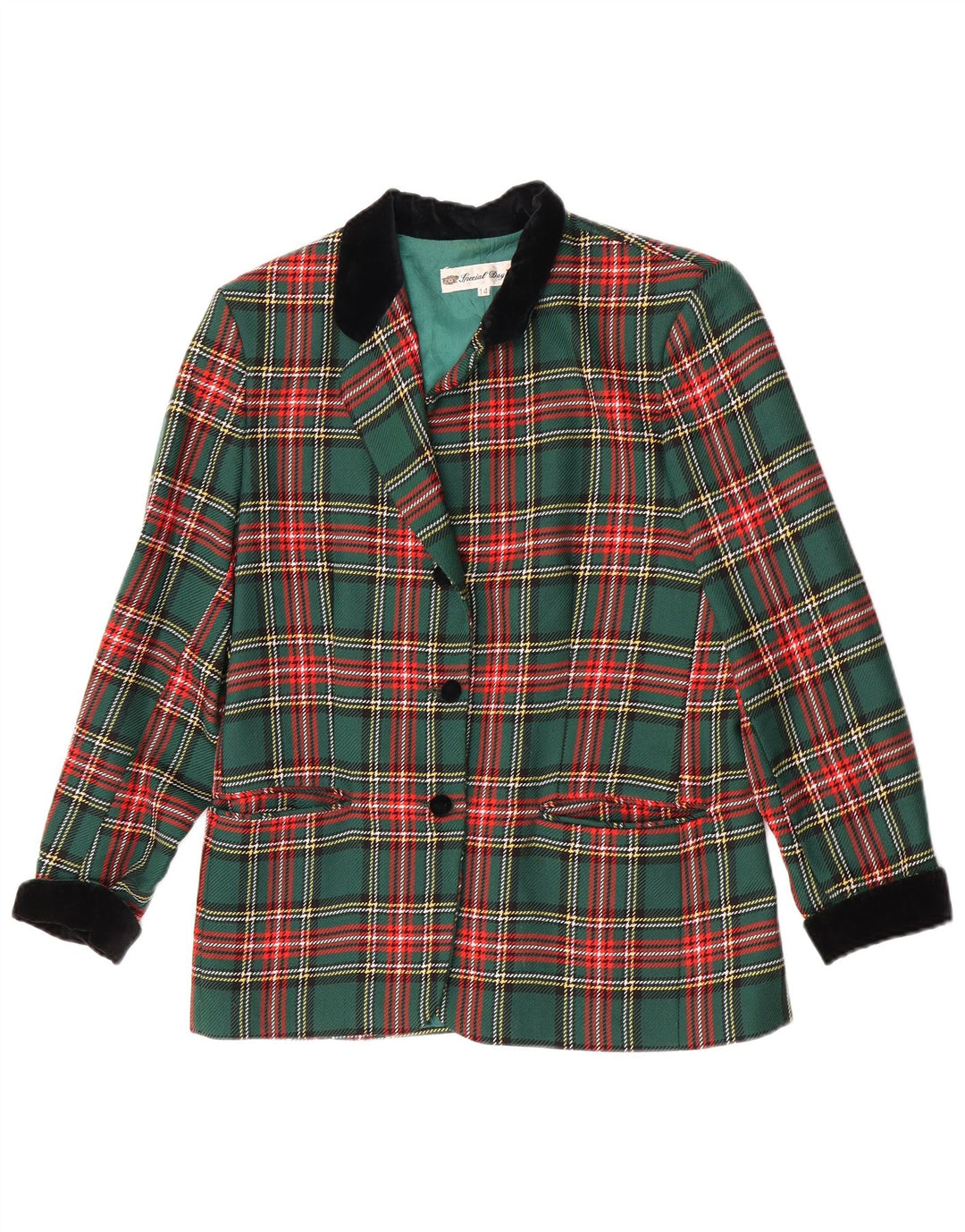 Jachetă vintage pentru femei cu 1 nasture, UK 14, mare, verzi, clasică