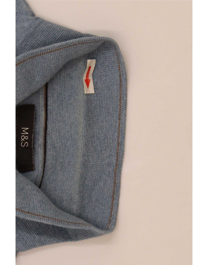 Pulover Marks & Spencer pentru bărbați, cu gât polo, bumbac albastru mediu