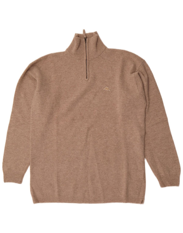 Pulover pentru bărbați Kappa, cu fermoar și gât, 2XL, bej, lână
