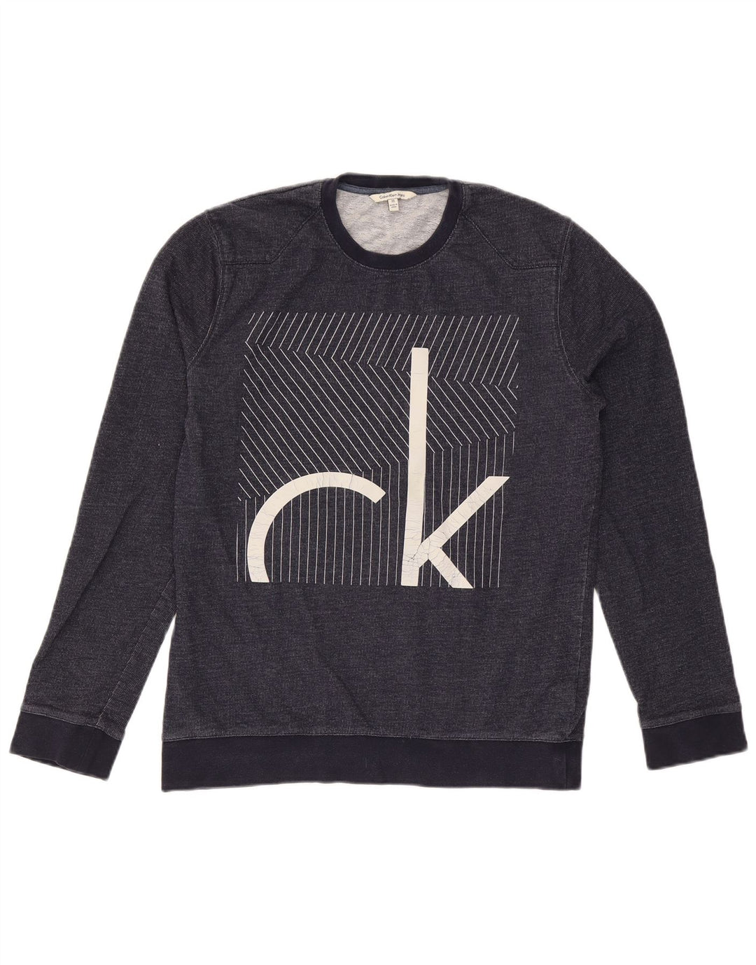 Hanorac grafic pentru bărbați Calvin Klein Jeans Pulover mediu bleumarin