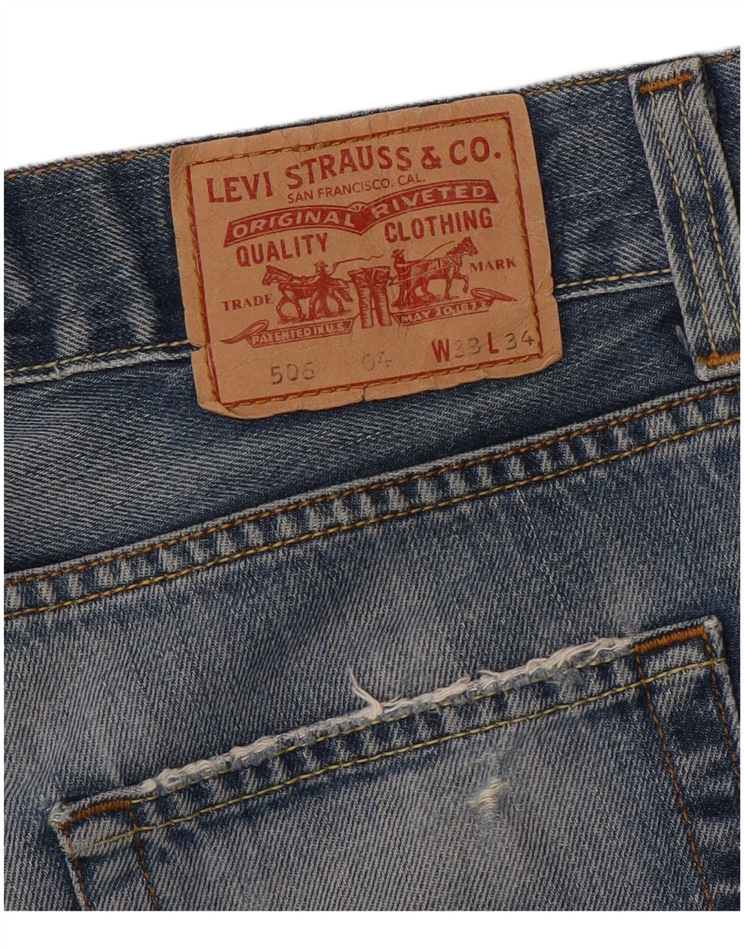 Blugi drepti pentru bărbați Levi's 506 Distressed Standard Fit W33 L30 Albastru