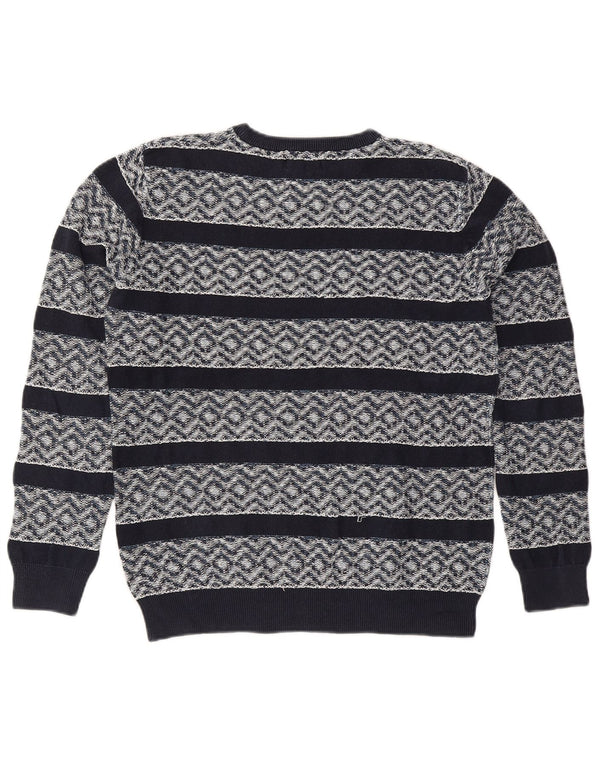 Pulover Jack & Jones pentru bărbați, cu gât crew, bumbac geometric mare, albastru