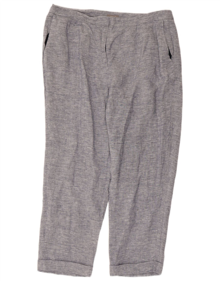 Pantaloni tăiați drepți pentru femei JAEGER UK 16 mare L36 L25 in albastru