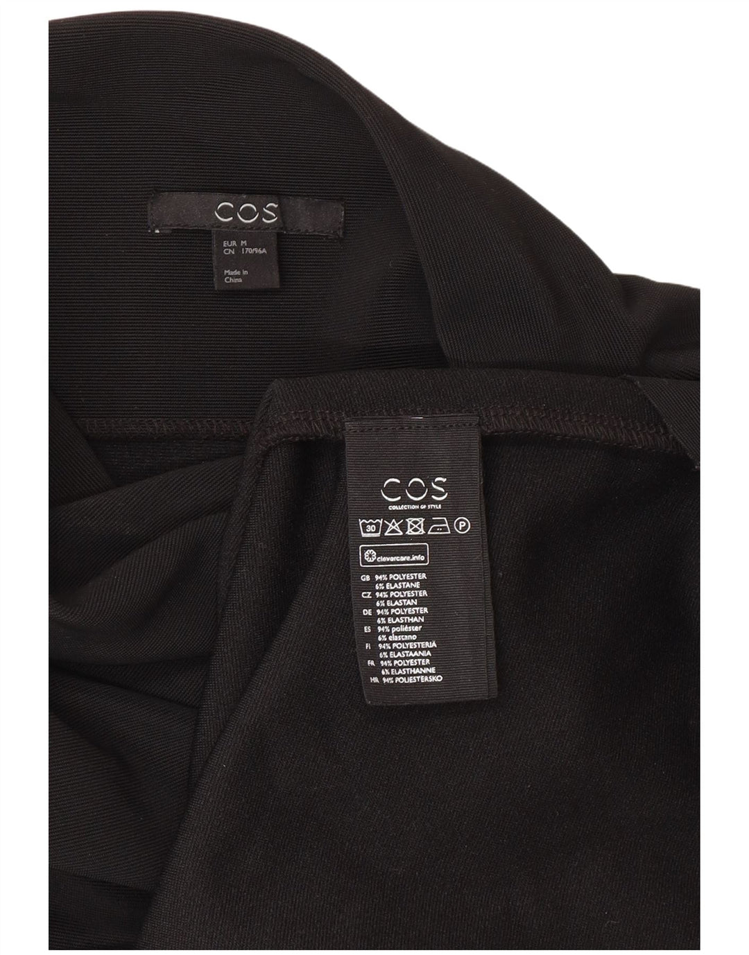Rochie tunică Cos pentru femei cu mâneci 3/4 UK 14 Poliester mediu negru