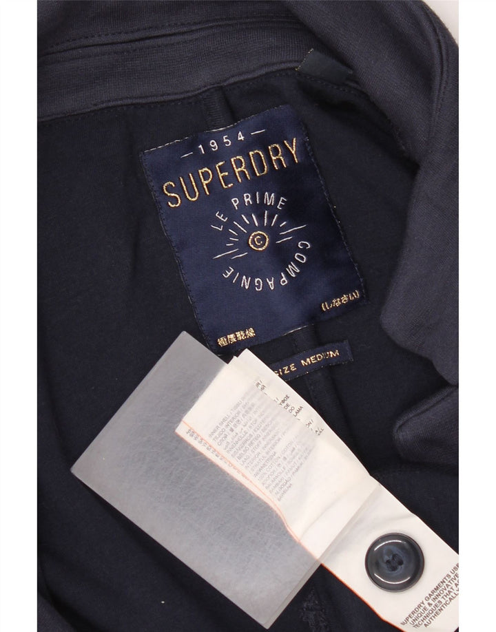 Jachetă Superdry pentru femei cu 1 buton, UK 14, bumbac, albastru bleumarin mediu