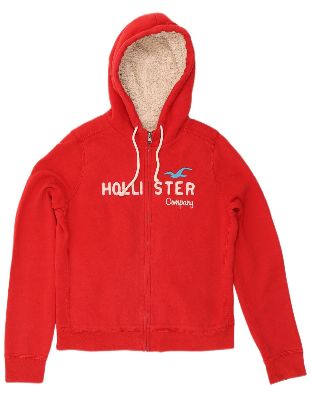 Pulover HOLLISTER pentru damă, cu fermoar și grafic, bumbac roșu mare UK 14