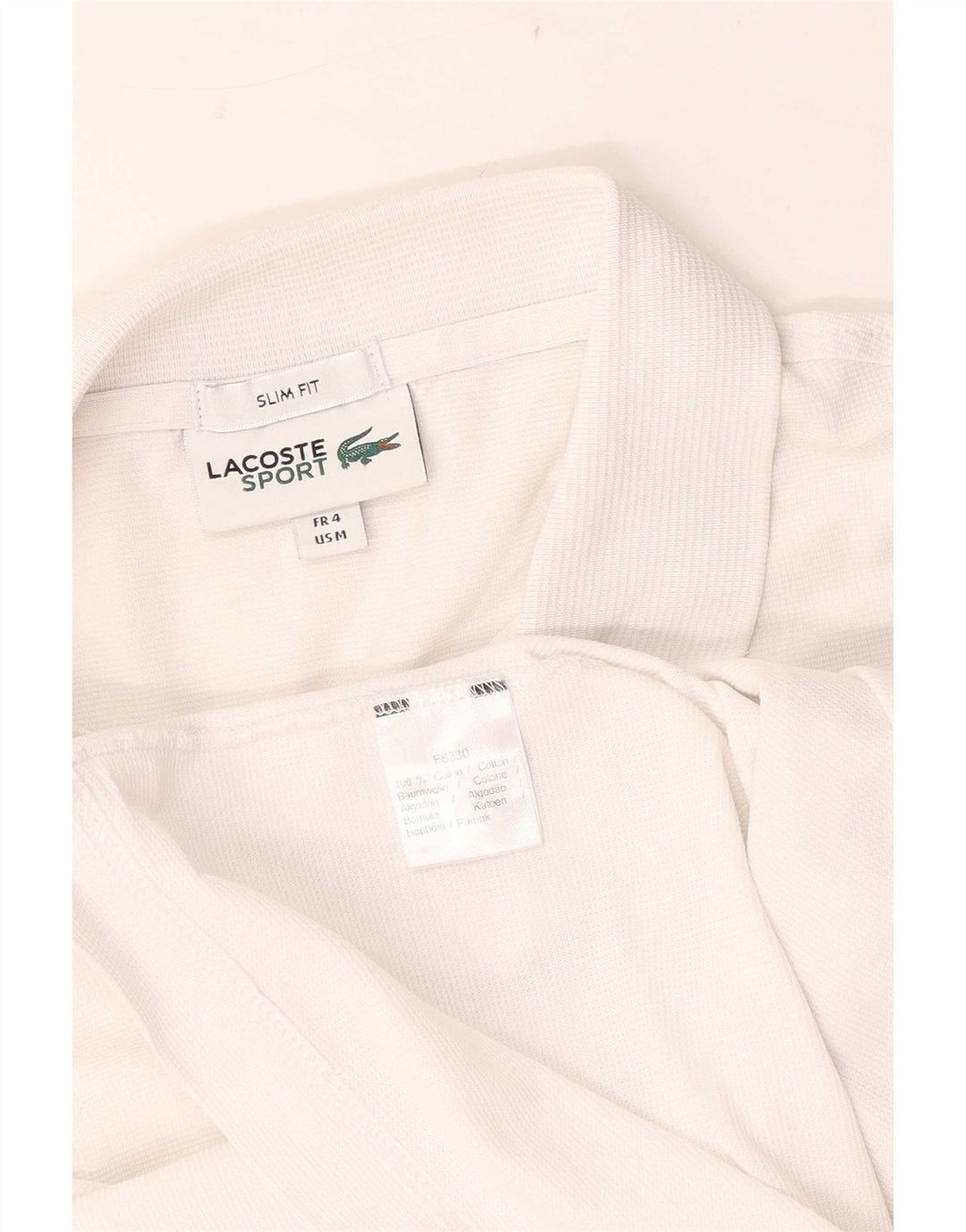 Tricou polo pentru bărbați Lacoste Slim Fit Mărimea 4 Bumbac alb mediu