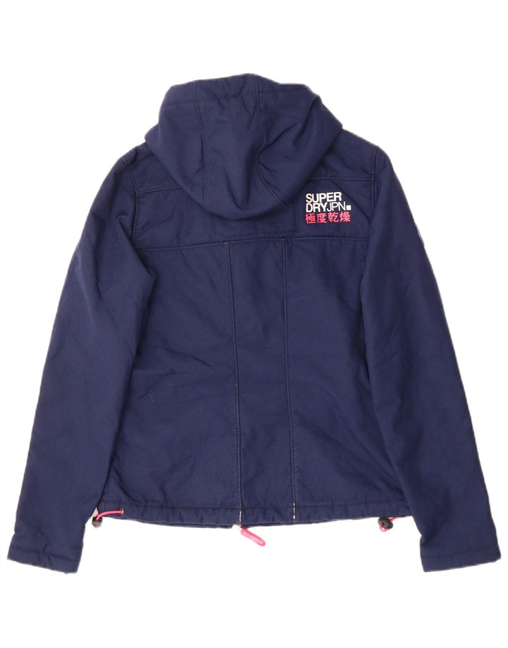 Jachetă Windbreaker pentru femei cu glugă Superdry UK 6 XS poliester bleumarin