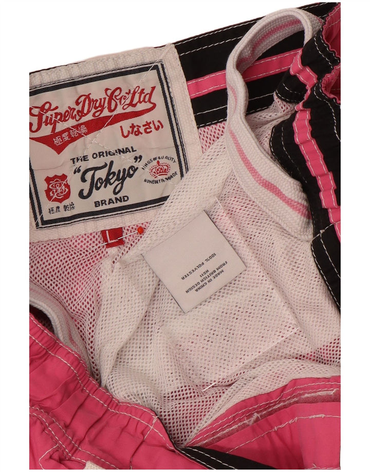 Pantaloni scurți de înot grafic pentru bărbați Superdry, poliester roz, mari