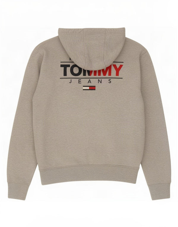 Tommy Hilfiger Mens Graphic Zip Hoodie Sweater Medium Grey Flecked Cotton